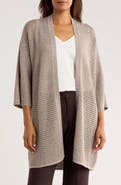Eileen Fisher Open Stitch Longline Wool Cardigan