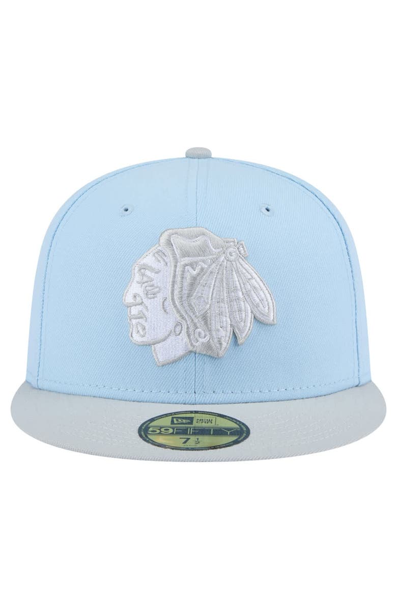 New Era Men's New Era  Light Blue/Gray Chicago Blackhawks Color Pack Two-Tone 59FIFTY Fitted Hat, Alternate, color, 