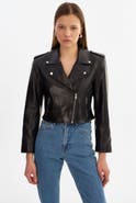 LAMARQUE Denalda | Leather Cropped Biker Jacket