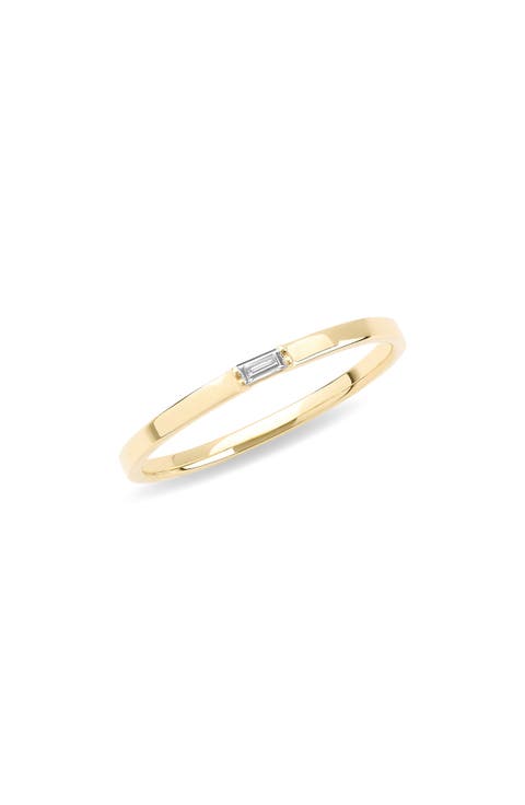 14K Gold Solo Baguette Diamond Ring