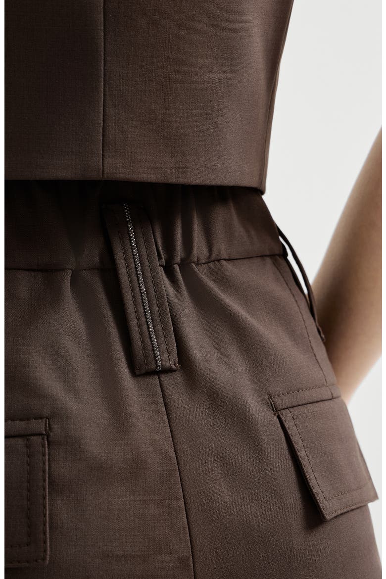 Formal shorts with monili, Alternate, color, Cocoa