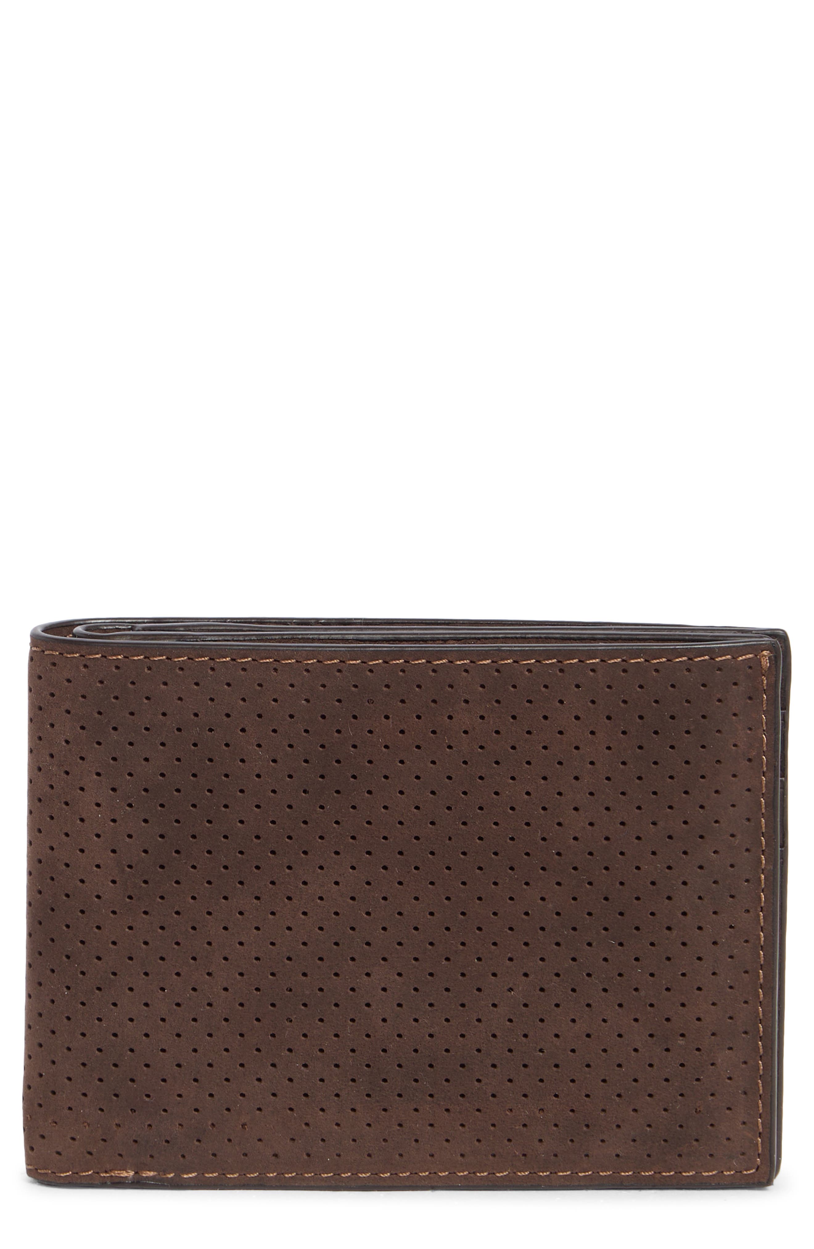 Johnston & Murphy Oil Tanned Leather Perforated Billfold Wallet