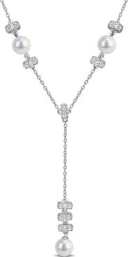 DELMAR Pearl & White Sapphire Lariat Necklace