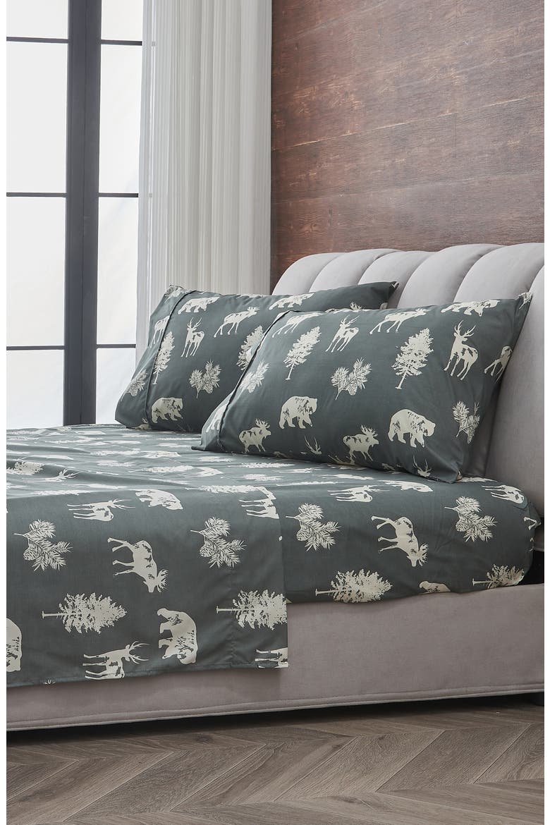 Lodge Print Microfiber Sheet Set, Alternate, color, DARK GREY