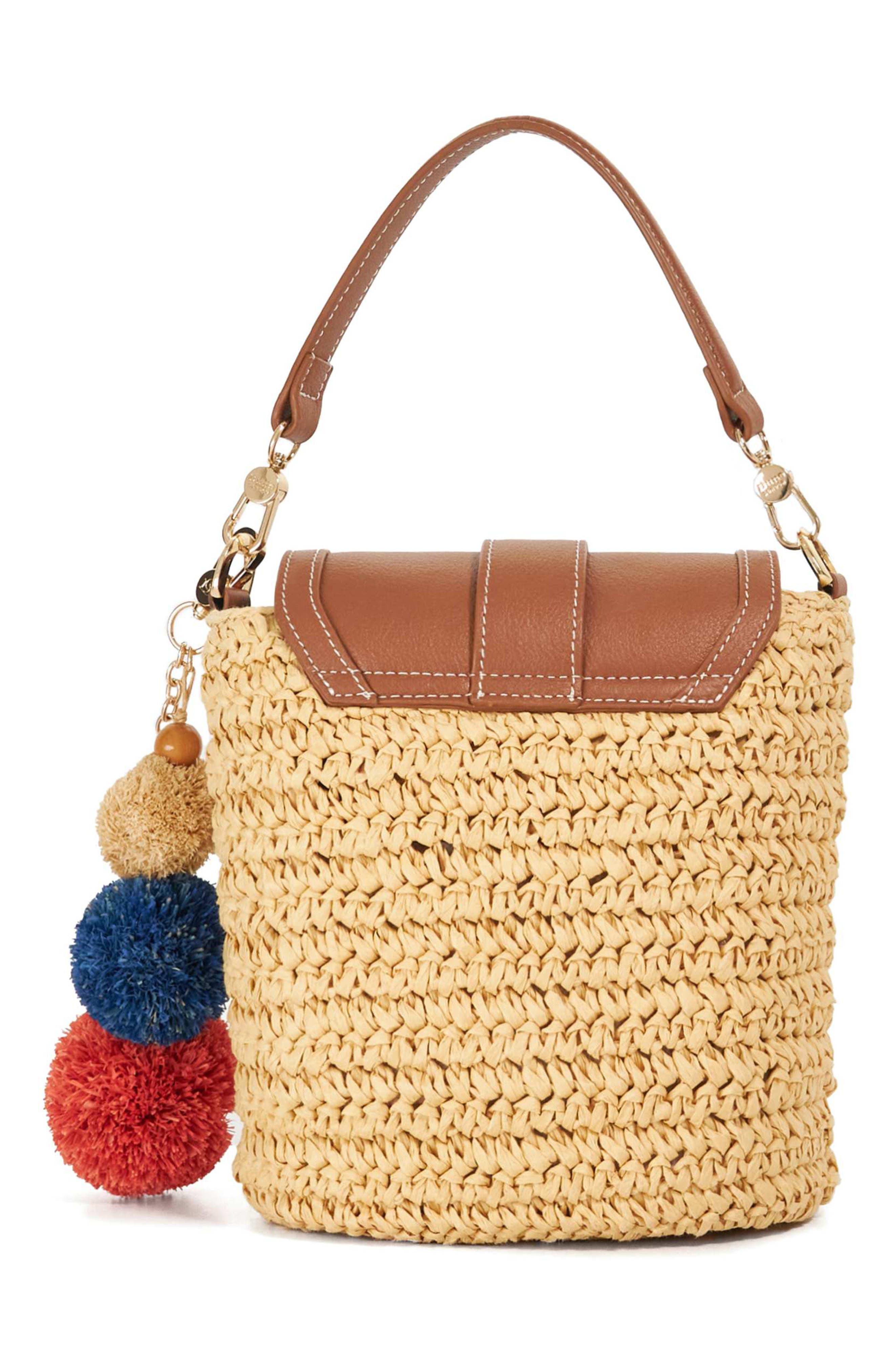 Dimple Raffia Handbag, Alternate, color, NATURAL
