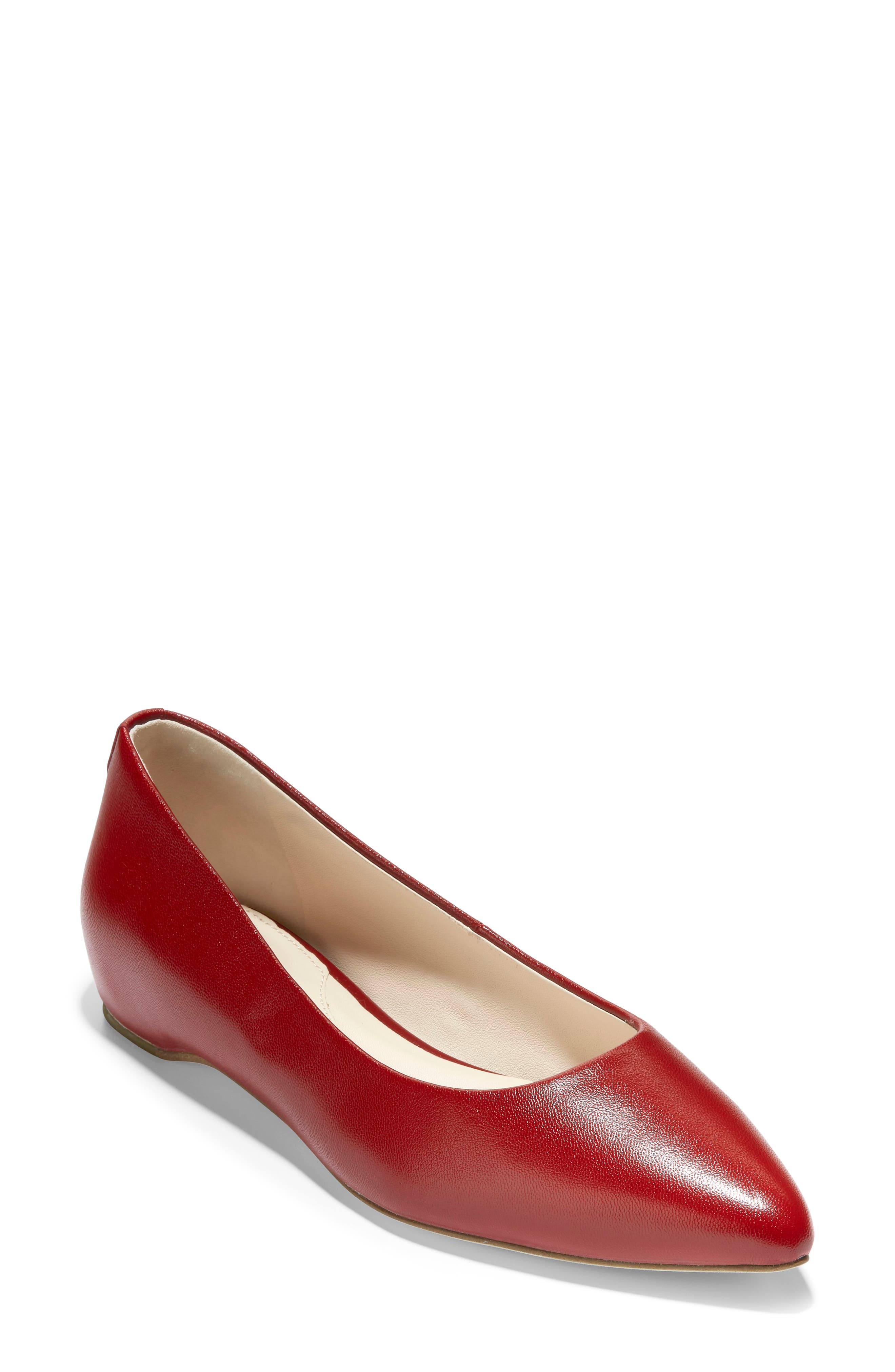 Brenna Skimmer Flat, Main, color, RED DAHLIA LEATHER