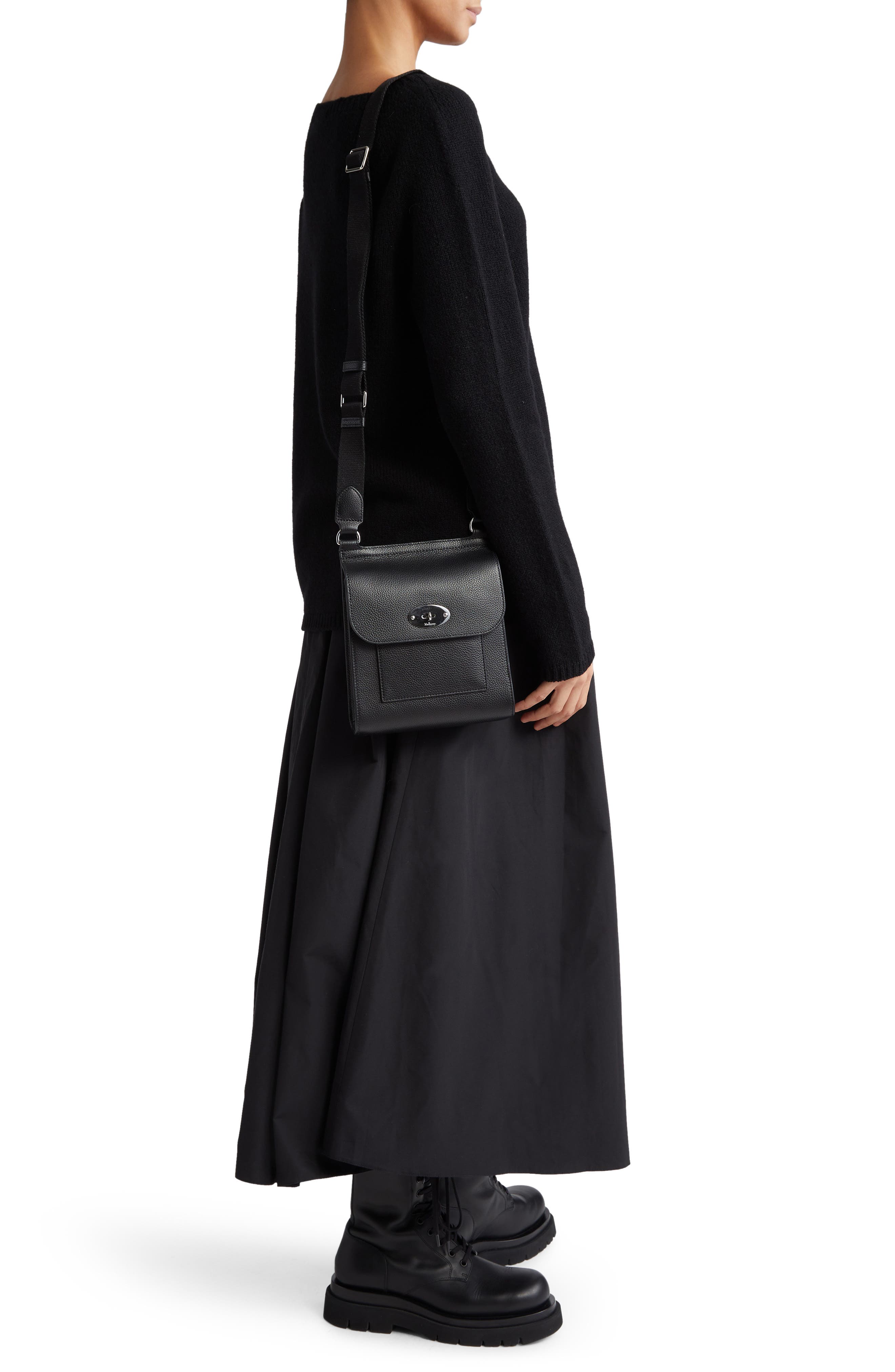 Small Antony Leather Crossbody Bag, Alternate, color, BLACK-SILVER TONED