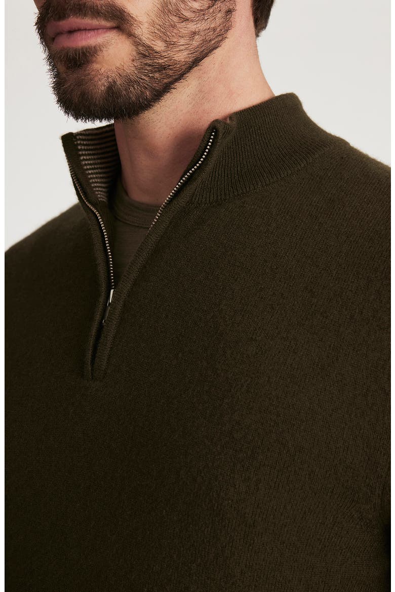 Cashmere, Silk & Wool Quarter Zip Sweater, Alternate, color, KHAKI