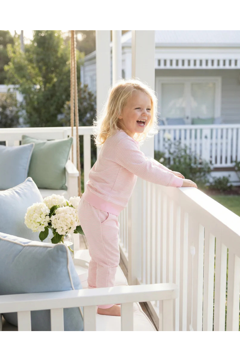 Peony Stripe Little Lounger Sweatsuit, Alternate, color, Soft Pink and White Stripes