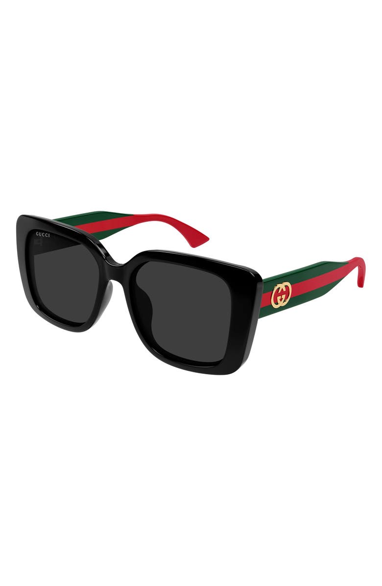 Gucci 55mm Butterfly Sunglasses, Alternate, color, Black