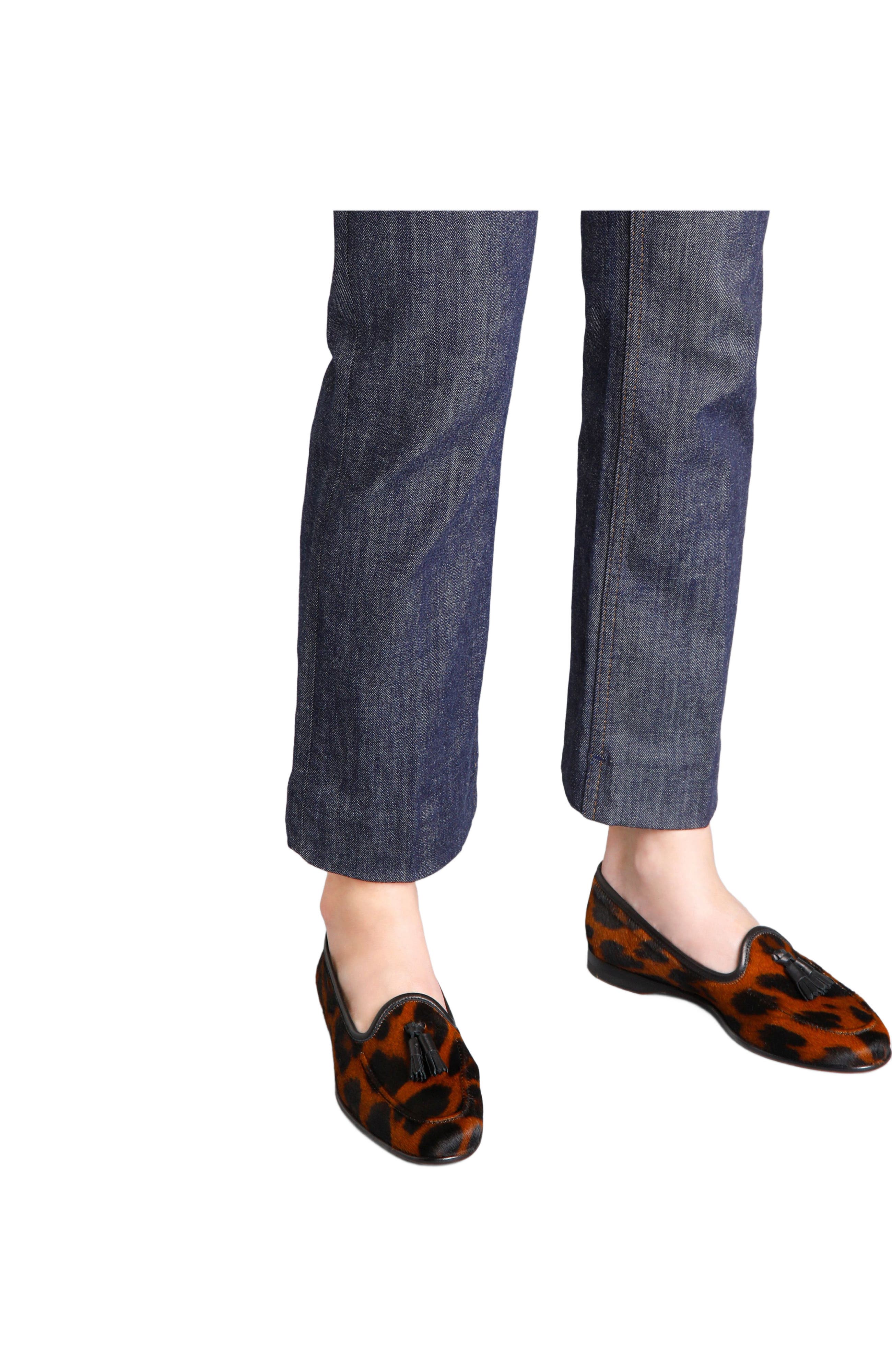 Santoni Women's Andrea Leopard Tassel Loafer, Alternate, color, Leopard