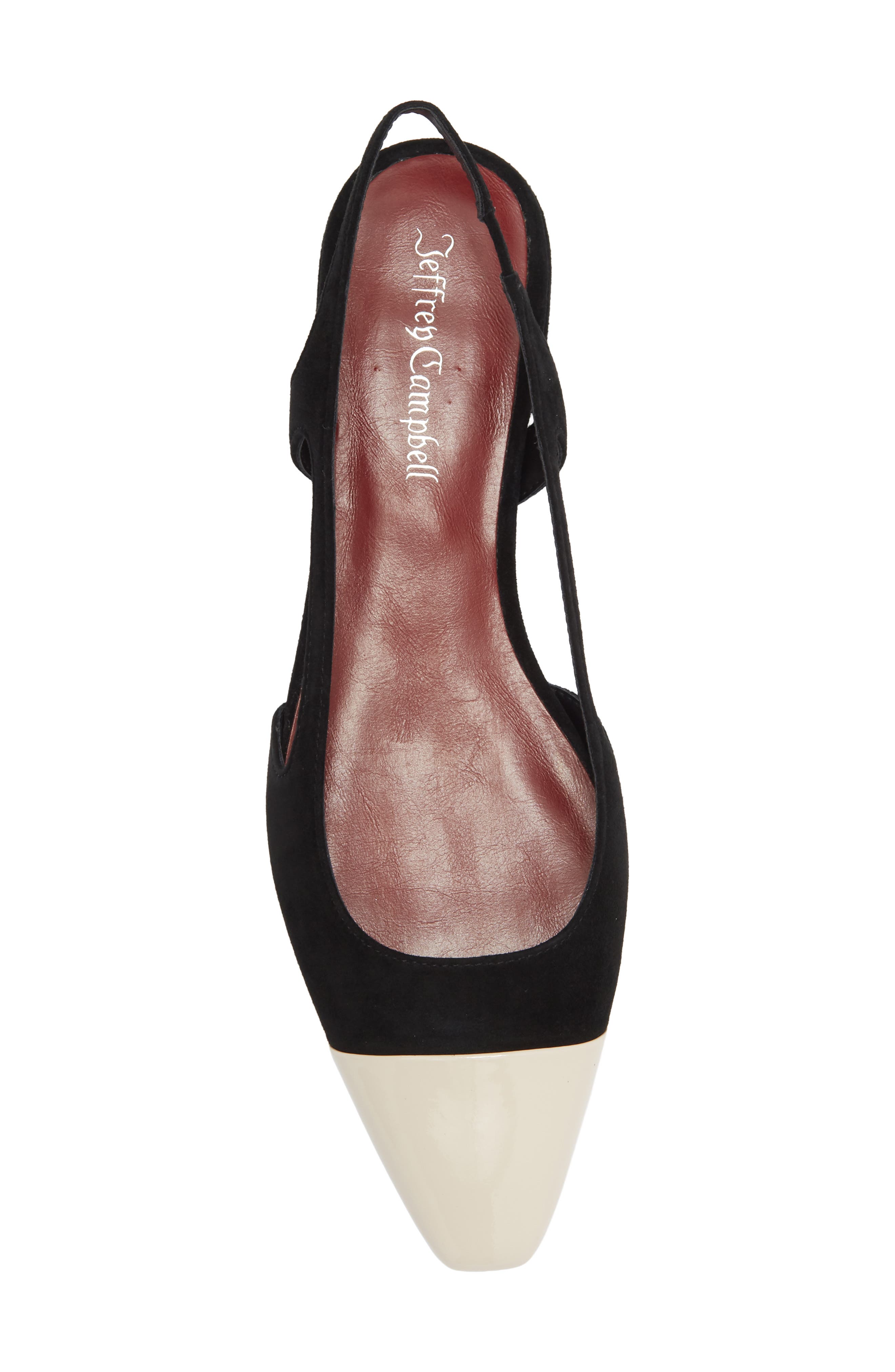 Worthwhile Slingback Flat, Alternate, color, CREAM PATENT BLACK SUEDE