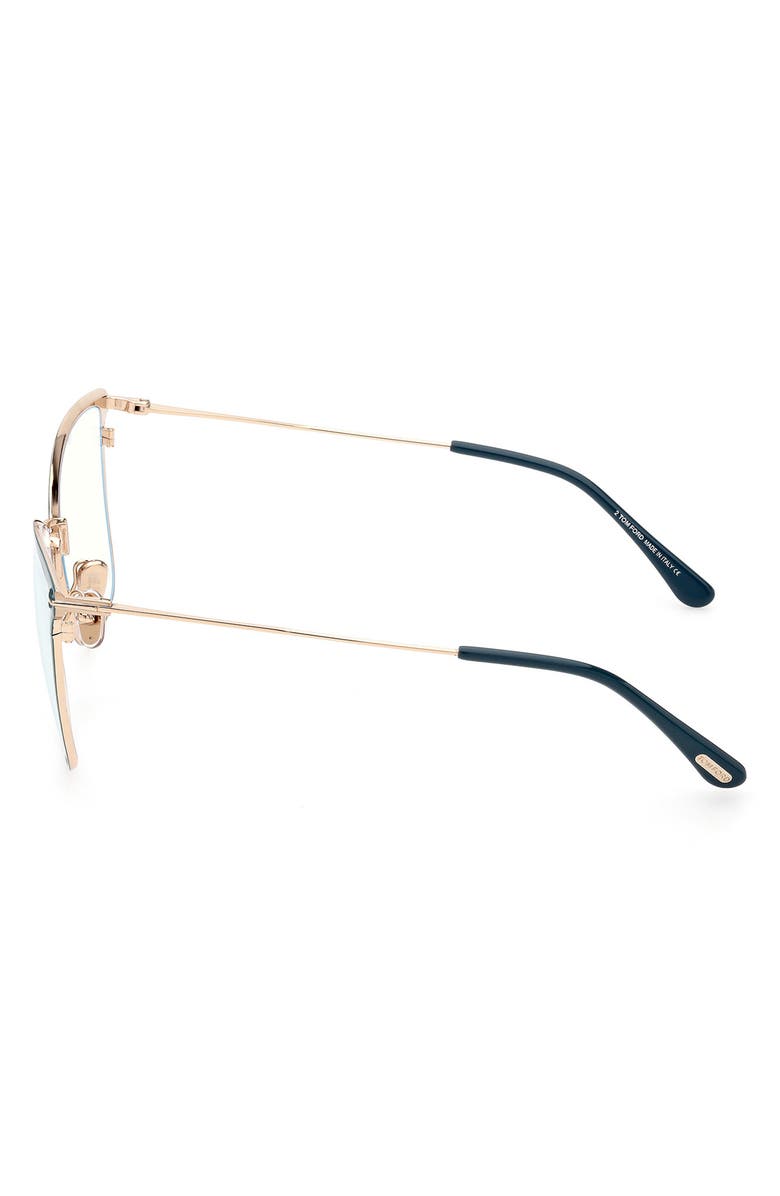 TOM FORD 56mm Butterfly Blue Light Blocking Glasses, Alternate, color, Shiny Turquoise
