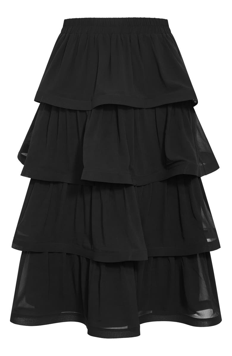 City Chic Bianka Ruffle Skirt, Alternate, color, Black