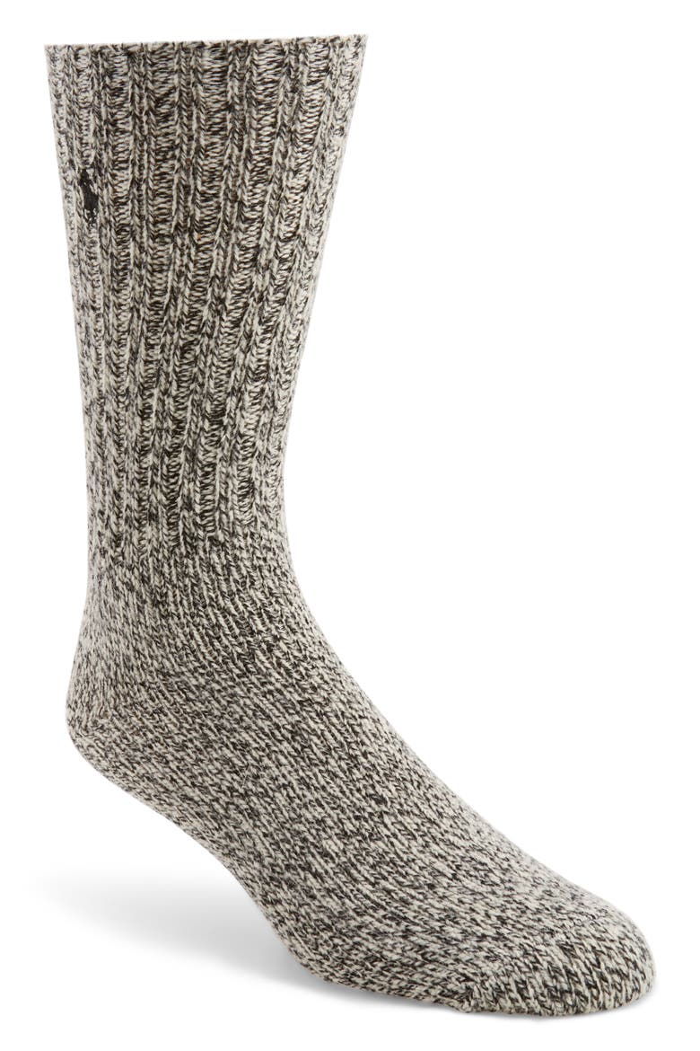 Ribbed Wool Socks, Main, color, BLACK/ IVORY