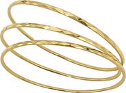 Adornia Set of 3 Hammered 14K Gold Plated Bangle Bracelets