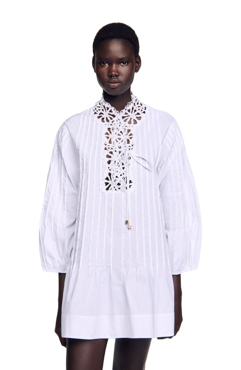 SANDRO Mini dress with lace detail, Alternate, color, 