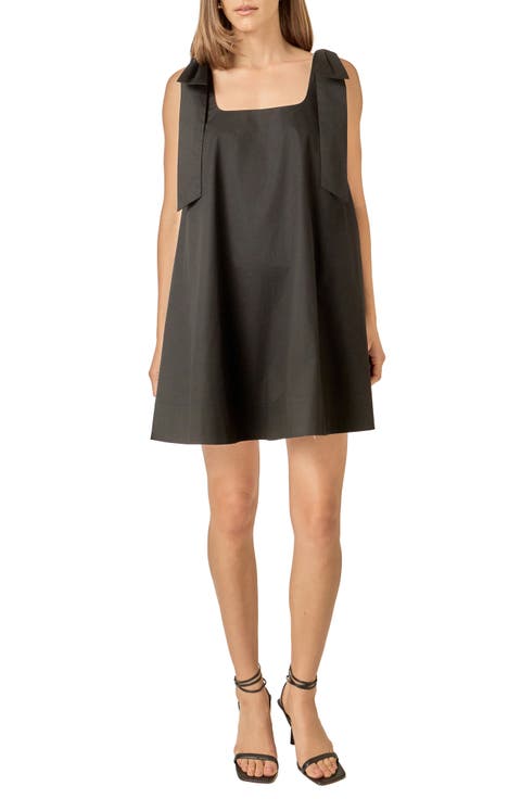 Bow Shoulder Sleeveless Cotton Minidress