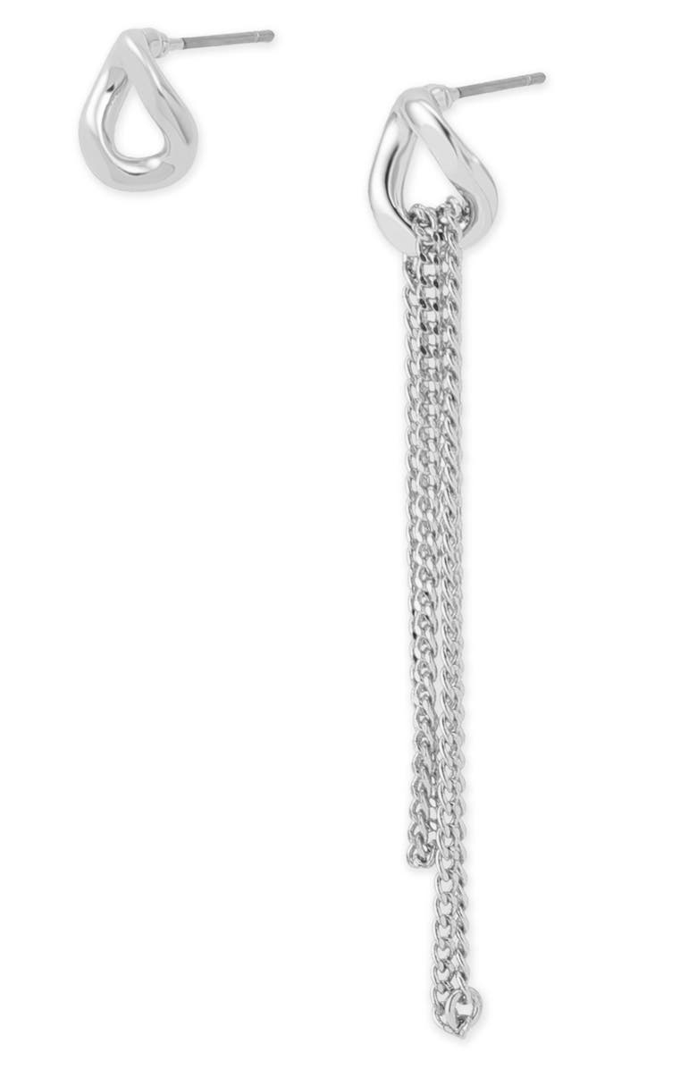 AllSaints Mismatch Stud & Chain Drop Earrings, Alternate, color, Shiny Silver