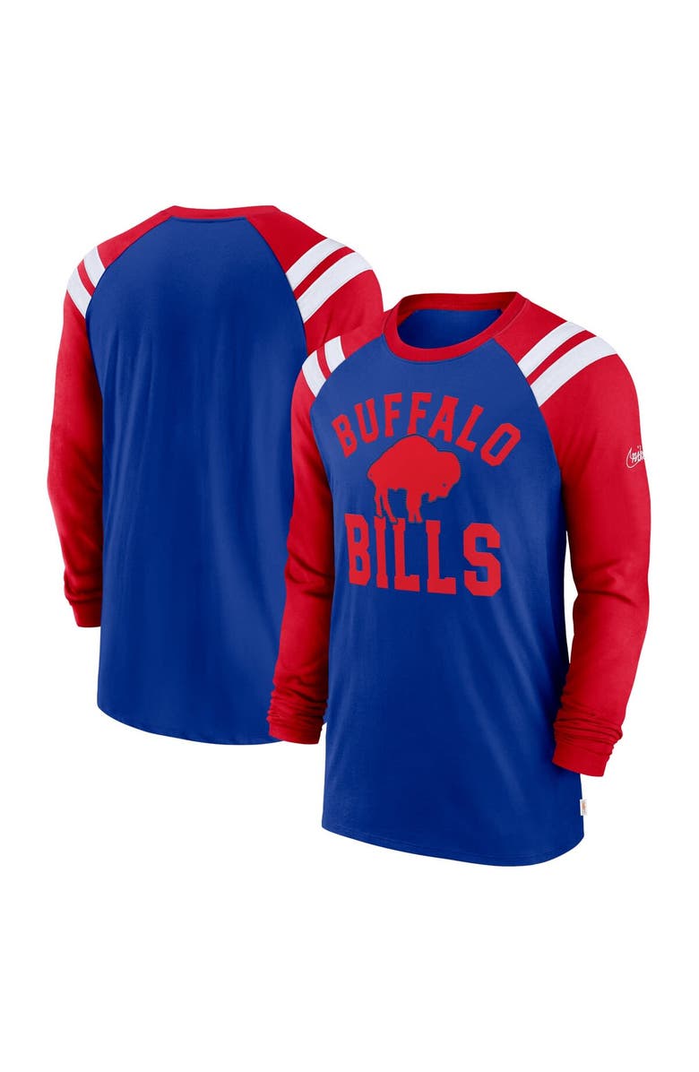 Nike Men's Nike  Royal/Red Buffalo Bills Classic Arc Raglan Tri-Blend Long Sleeve T-Shirt, Main, color, Royal