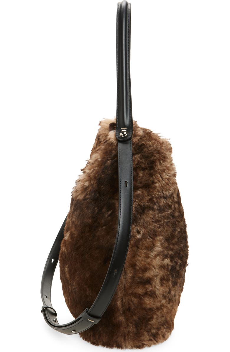 Maison Margiela Dress-age Leather & Genuine Shearling Hobo Bag, Alternate, color, Bleached Brown/ Black