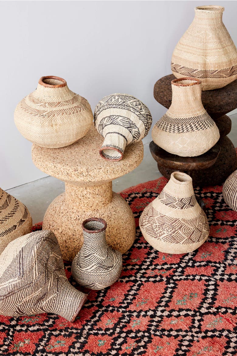 Patterned Binga Nongo Gourd Woven Basket, Alternate, color, Natural - Mini