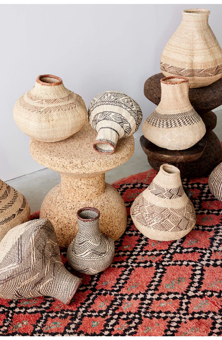 kanju Interiors Patterned Binga Nongo Gourd Woven Basket, Alternate, color, Natural - Mini