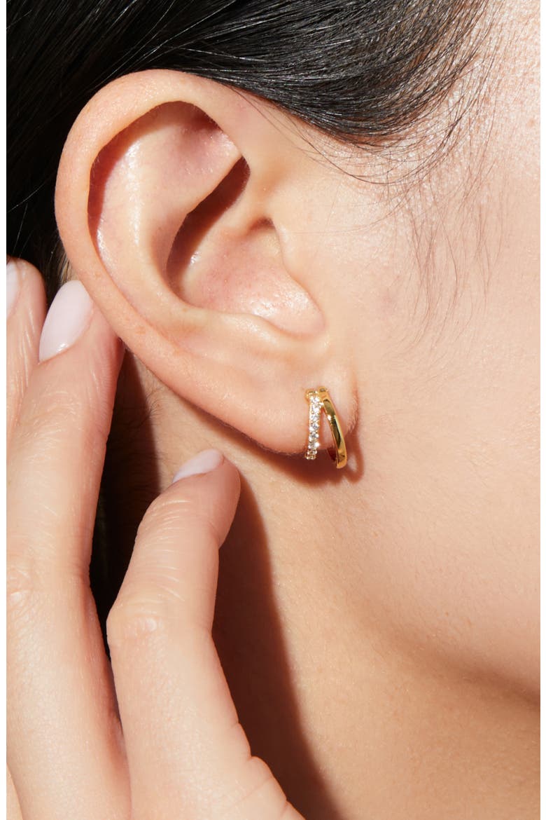 Double Hoop Earrings - Toda Mini, Alternate, color, Gold