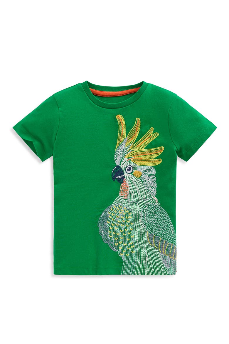 Kids' Superstitch Cockatoo Cotton T-Shirt, Main, color, GREEN TAMBOURINE COCKATOO
