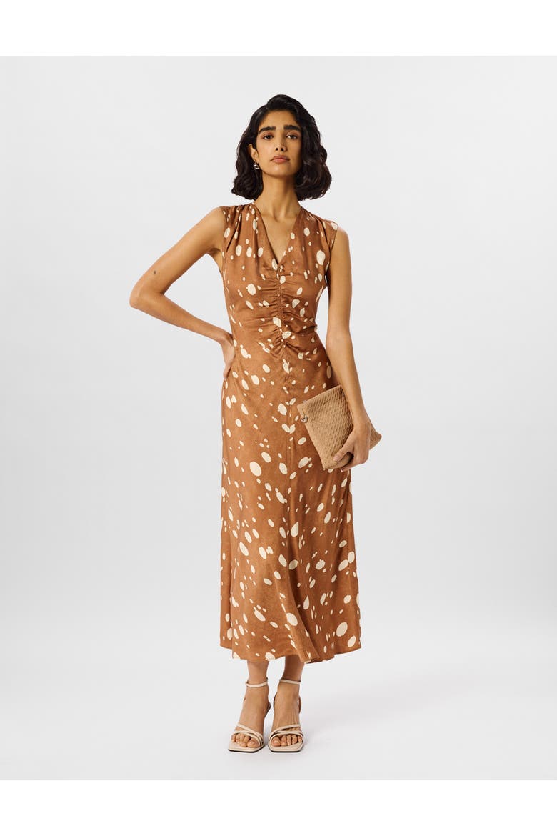 Deer Spot Viscose Midi Dress, Main, color, Brown/Multi