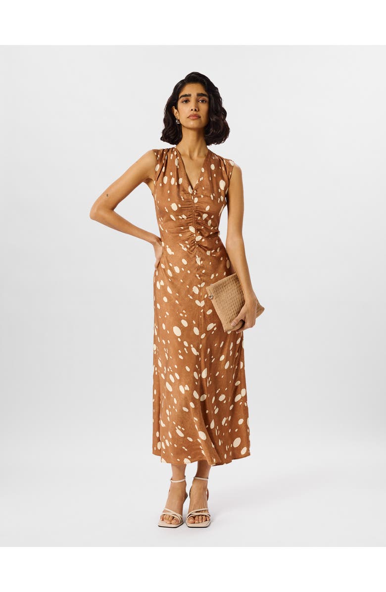 Whistles Deer Spot Viscose Midi Dress, Main, color, Brown/Multi