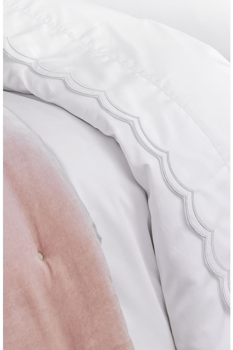 Scallop Edge Luxury Cotton Sateen Sheet Set Bundles, Alternate, color, Silver