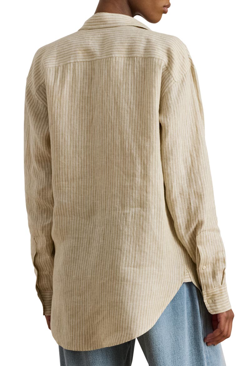 Relaxed Fit Stripe Linen Shirt, Alternate, color, BROWN/ WHITE
