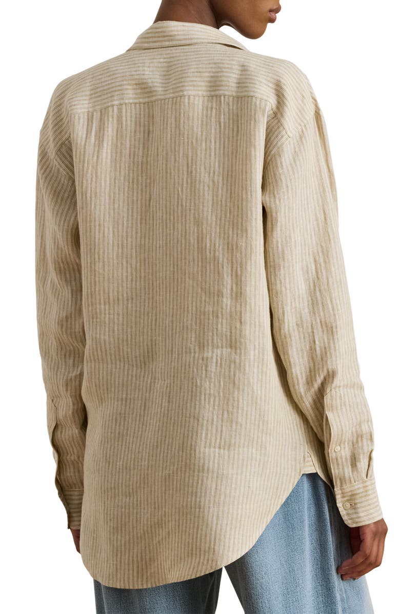 Lauren Ralph Lauren Relaxed Fit Stripe Linen Shirt, Alternate, color, Brown/ White