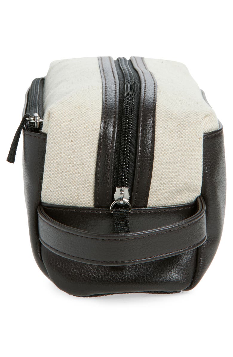 Original Penguin Linen & Faux Leather Dopp Kit, Alternate, color, Brown