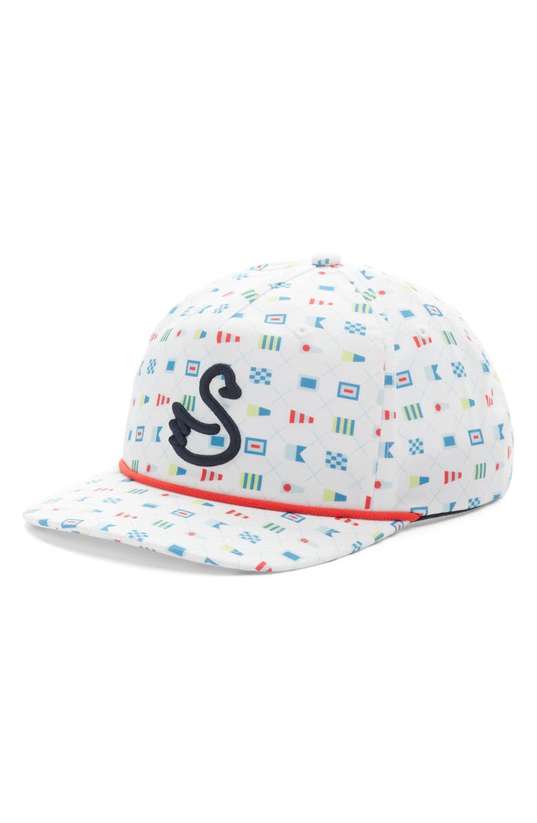 Swannies Skipper Semaphore Adjustable Baseball Cap, Main, color, White