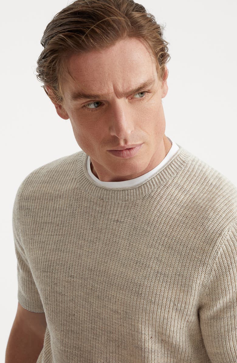 Brunello Cucinelli Linen and cotton T-shirt, Alternate, color, 