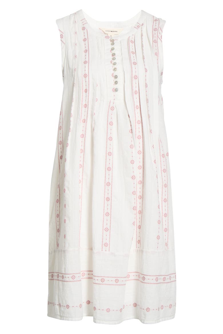Sleeveless Embroidered Pintuck Dress, Main, color, CREAM