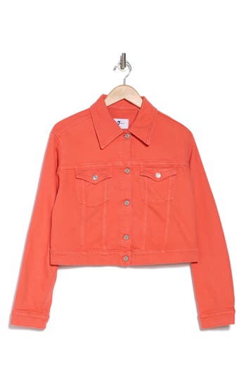 7 For All Mankind Nellie Womens Pocket Cotton Denim Jacket In Grapefruit
