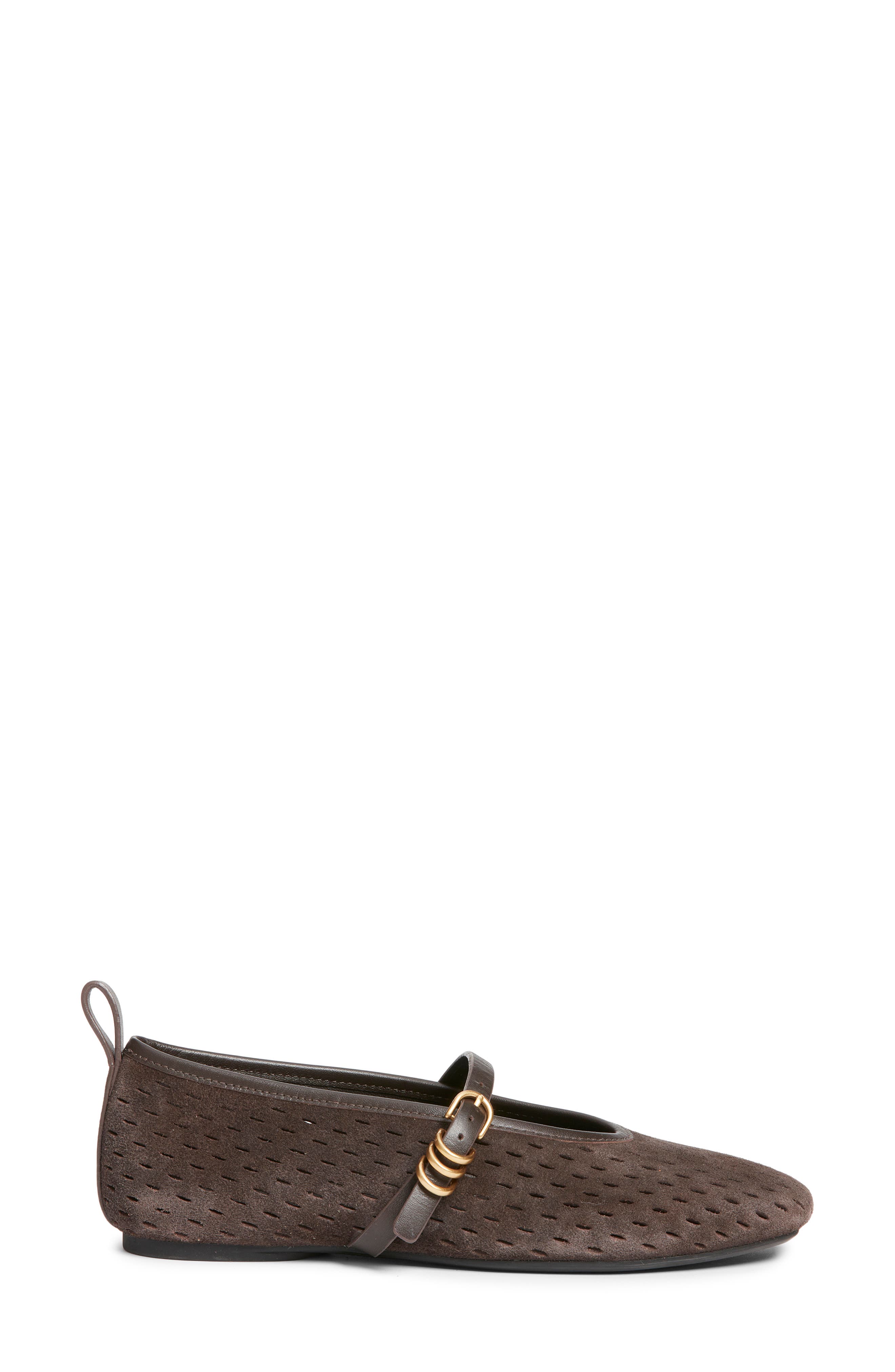 Spire Perforated Mary Jane Flat, Alternate, color, DARK BROWN SUEDE