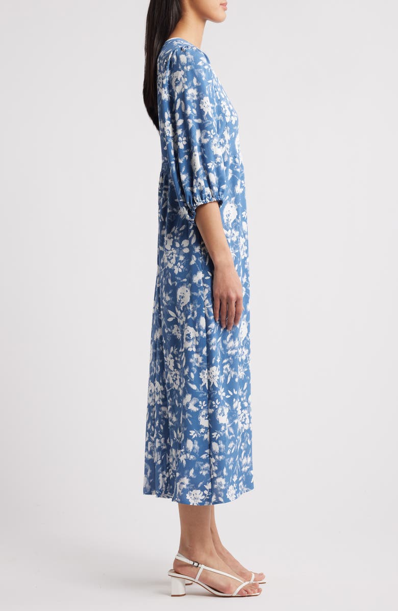 Connected Apparel Puff Sleeve Midi Dress, Alternate, color, 