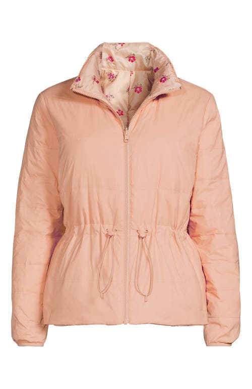 Lands' End Wanderweight Reversible Packable Down Jacket In Pink/oyster Pink Floral