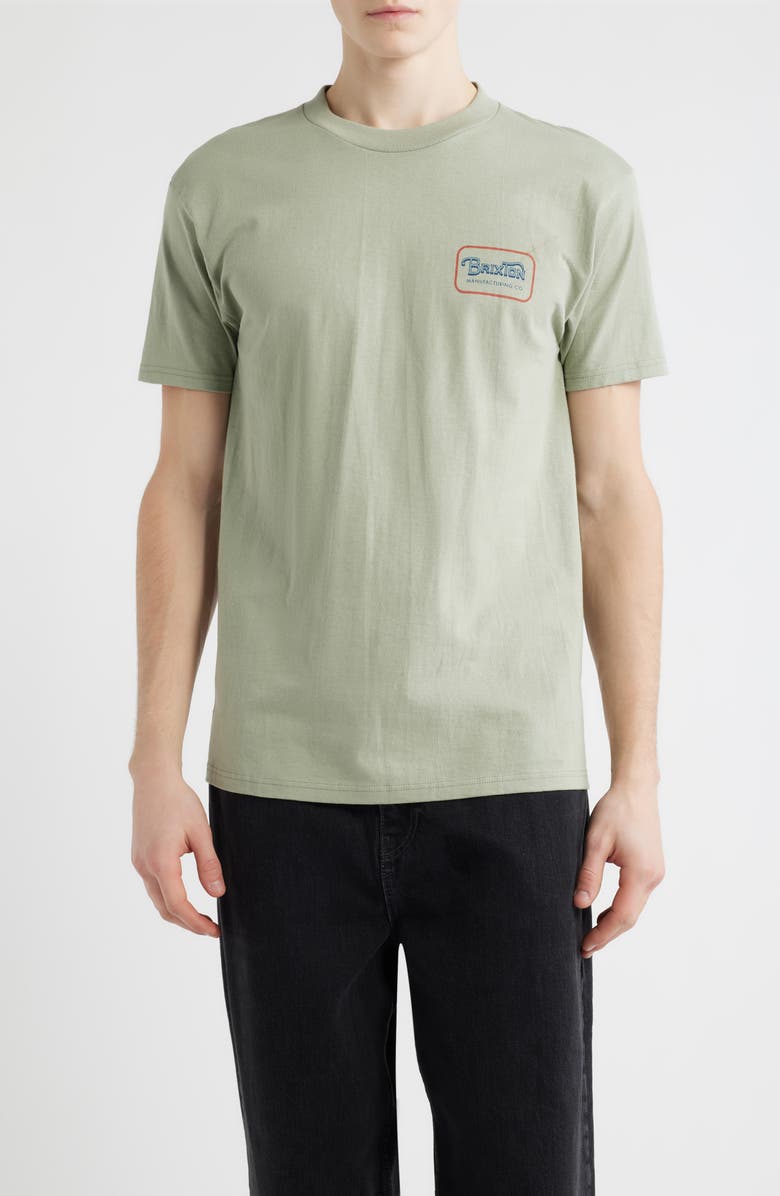 Brixton Grade Graphic T-Shirt, Main, color, Desert Green/Dark Navy/Amber