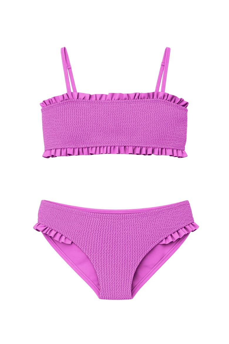 Crinkle Ruffle Bandeau Two Piece Swimsuit, Main, color, Orchid