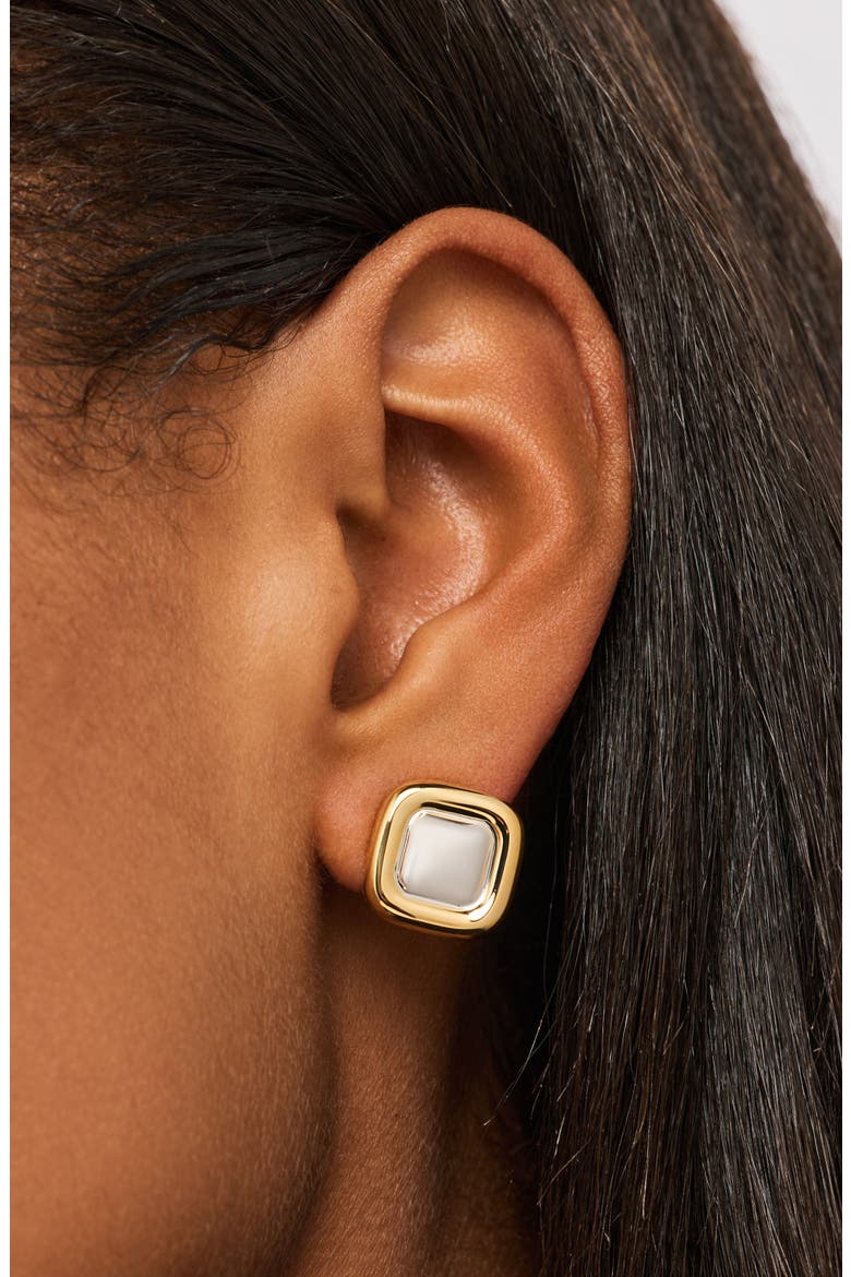 Clara Two-Tone Stud Earrings, Alternate, color, GOLD / SILVER