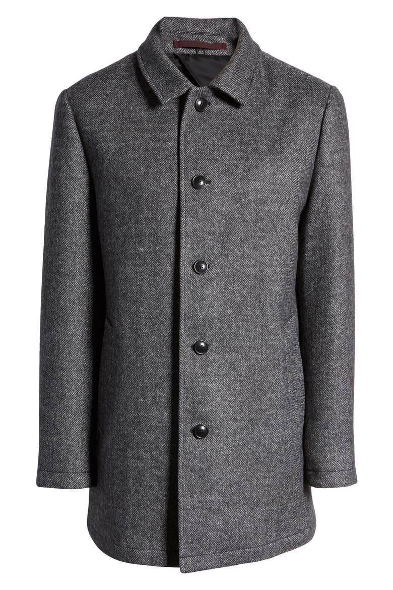 Wool Blend Car Coat, Alternate, color, GREY HERRINGBONE