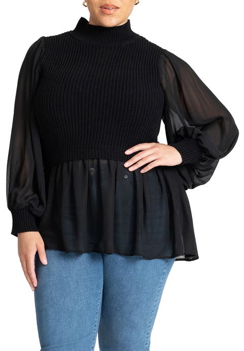 Twofer Sweater With Chiffon