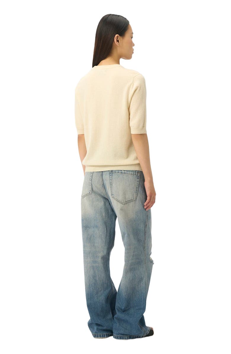 GOBI Mongolian Cashmere Elbow-Length Sleeve Cashmere Sweater, Alternate, color, Off White