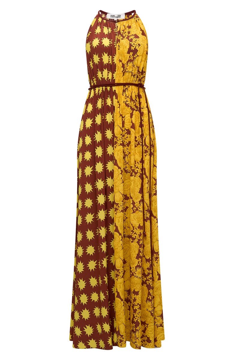 DVF Darla Mixed Print Maxi Dress, Alternate, color,