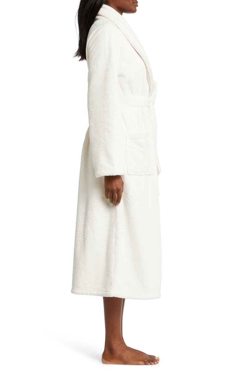 Nordstrom Shawl Collar Plush Longline Robe, Alternate, color, Ivory Egret